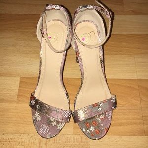 Oriental Print Block Heels